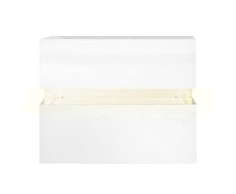 Artiss Bedside Table Bedside Table 2 Drawers RGB LED Side Nightstand High Gloss Cabinet White