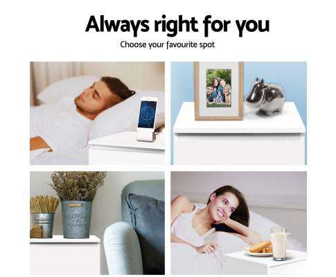 Artiss Bedside Table Bedside Table Cabinet Lamp Side Tables Drawers Nightstand Unit White