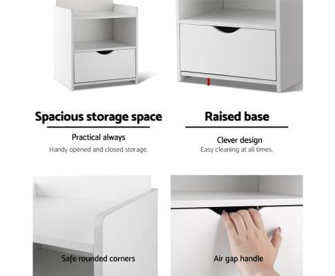 Artiss Bedside Table Bedside Table Cabinet Shelf Display Drawer Side Nightstand Unit Storage