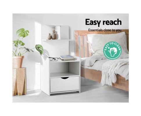 Artiss Bedside Table Bedside Table Cabinet Shelf Display Drawer Side Nightstand Unit Storage