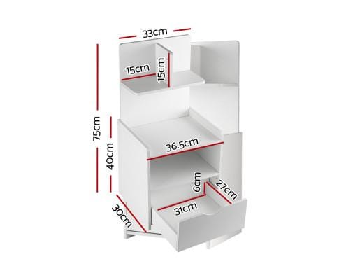 Artiss Bedside Table Bedside Table Cabinet Shelf Display Drawer Side Nightstand Unit Storage