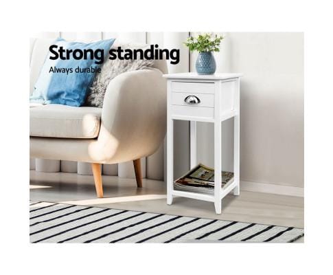 Artiss Bedside Table Bedside Table Nightstand Drawer Storage Cabinet Lamp Side Shelf White