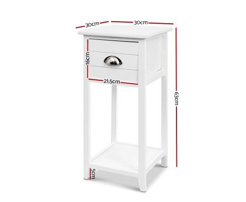 Artiss Bedside Table Bedside Table Nightstand Drawer Storage Cabinet Lamp Side Shelf White