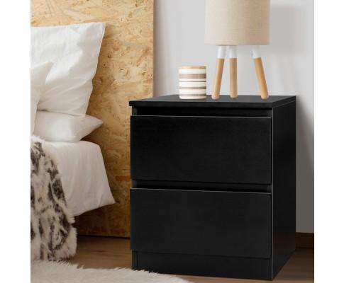 Artiss Bedside Table Bedside Tables Drawers Side Table Bedroom Furniture Nightstand Black Lamp