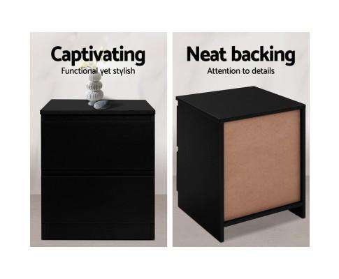 Artiss Bedside Table Bedside Tables Drawers Side Table Bedroom Furniture Nightstand Black Lamp