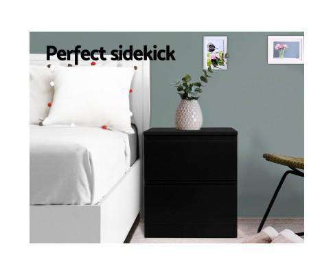 Artiss Bedside Table Bedside Tables Drawers Side Table Bedroom Furniture Nightstand Black Lamp