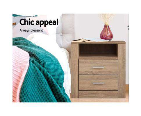 Artiss Bedside Table Bedside Tables Drawers Storage Cabinet Shelf Side End Table Oak