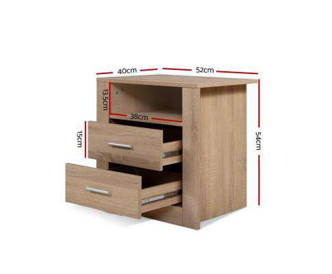 Artiss Bedside Table Bedside Tables Drawers Storage Cabinet Shelf Side End Table Oak