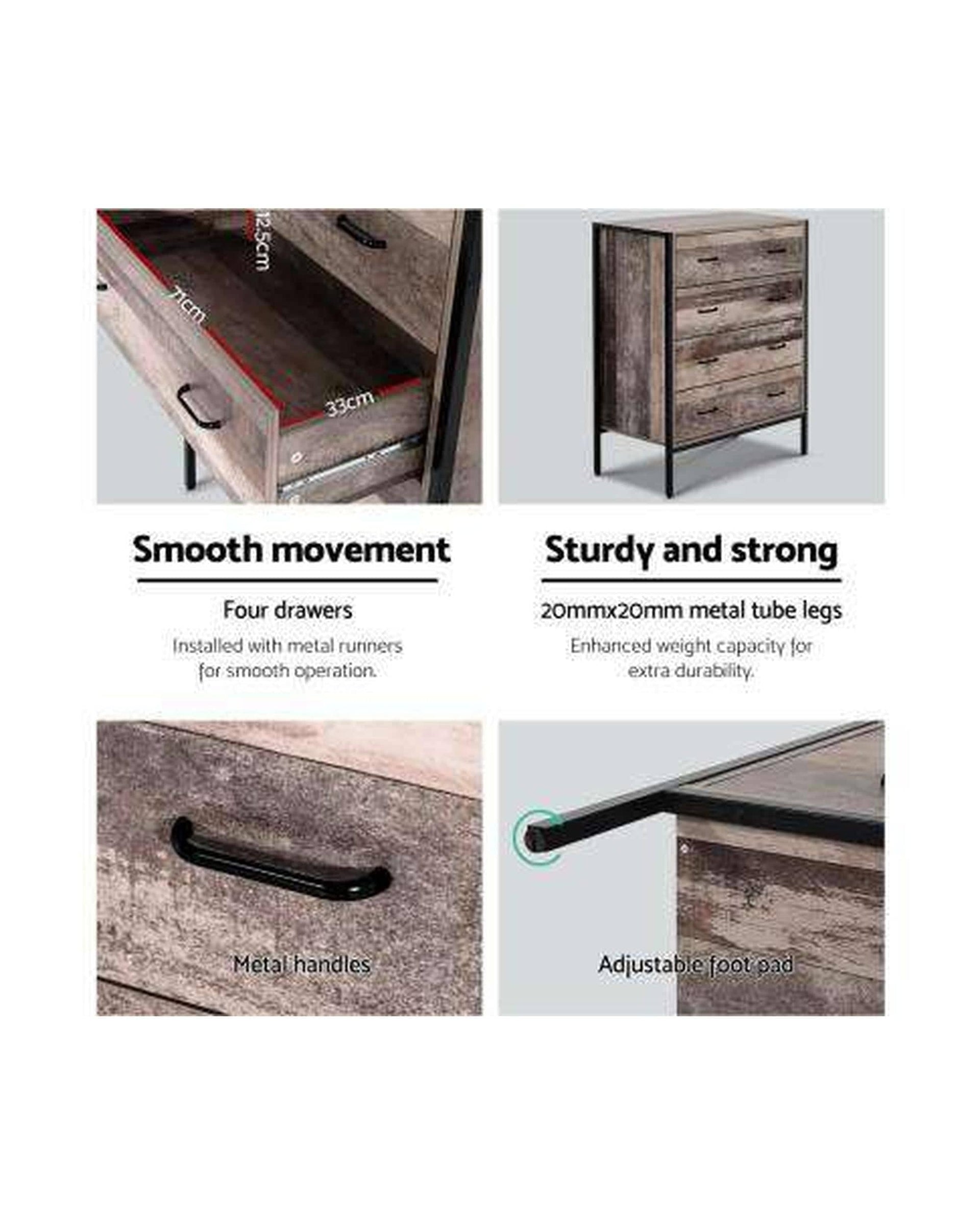 Artiss Chest of Drawers Chest of Drawers - Industrial Rustic