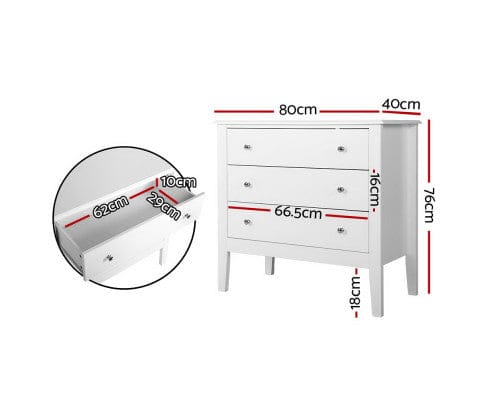 Artiss Chest of Drawers Chest of Drawers Storage Cabinet Bedside Table Dresser Tallboy White