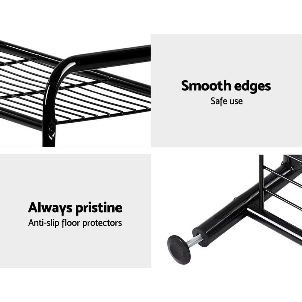 Artiss Shoe Rack Clothes Rack Coat Stand Garment Portable Hanger Airer Organiser Shoe Storage Metal Black