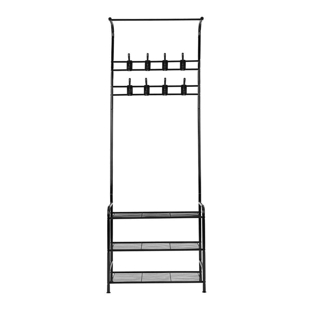 Artiss Shoe Rack Clothes Rack Coat Stand Garment Portable Hanger Airer Organiser Shoe Storage Metal Black