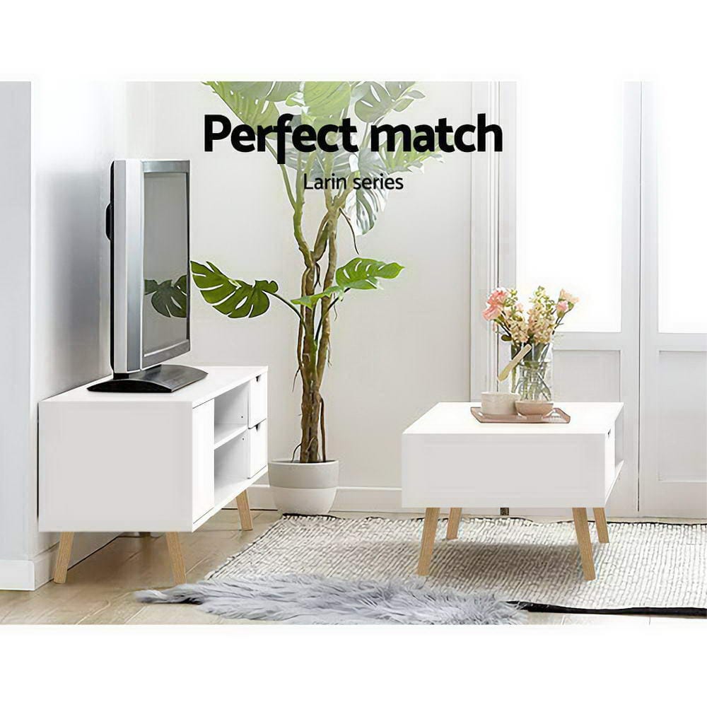 Artiss TV Unit Coffee Table Storage Drawer Open Shelf Wooden Legs Scandinavian White