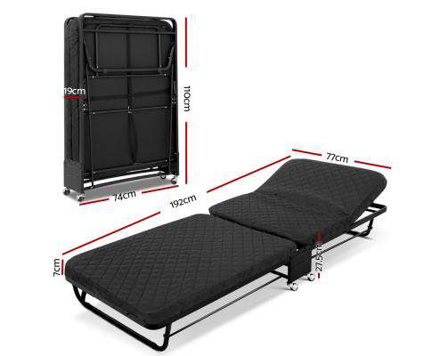 Artiss Portable Mattress Compact Foldable Bed - Black