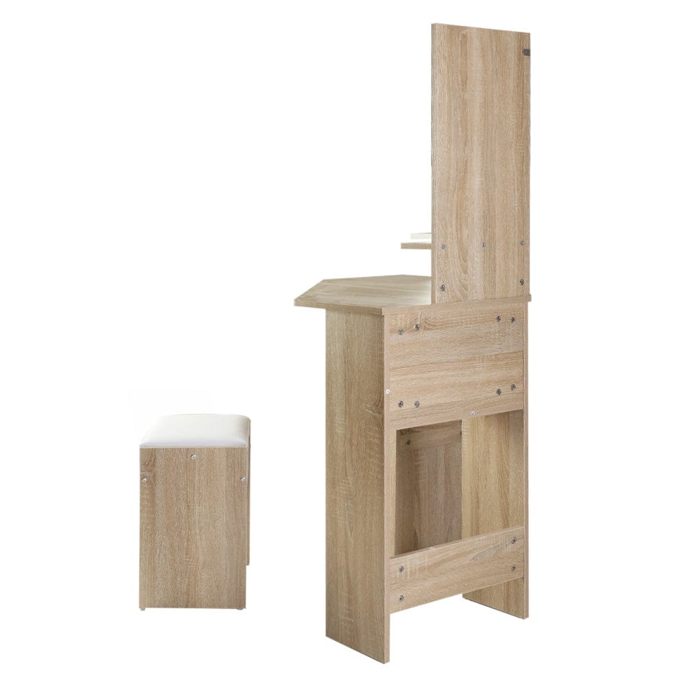 Artiss Dressing Table Corner Dressing Table Mirror Stool Set Makeup Vanity Desk Chair Oak