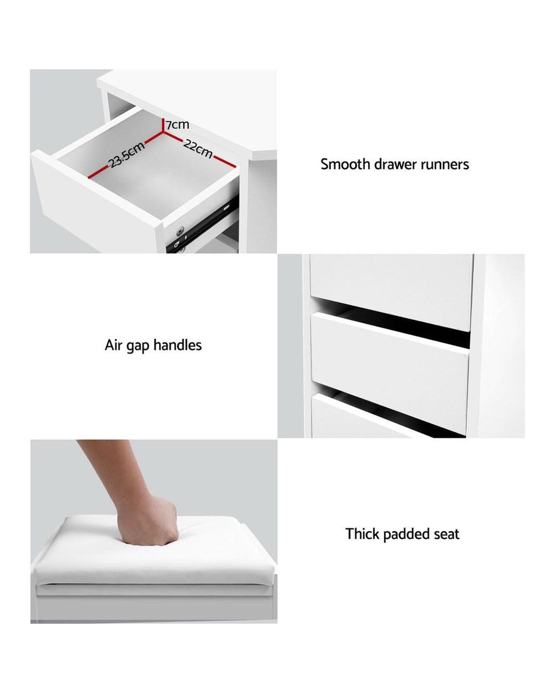 Artiss Dressing Table Corner Dressing Table With Mirror Stool White Mirrors Makeup Tables Chair