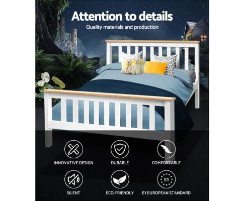 Artiss Bedframe Double Full Size Wooden Bed Frame PONY Timber Mattress Base Bedroom Kids