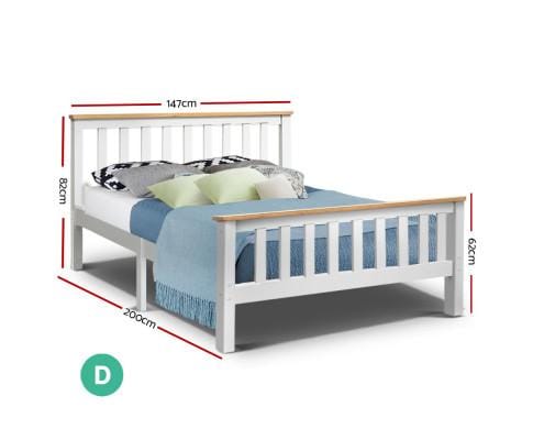 Artiss Bedframe Double Full Size Wooden Bed Frame PONY Timber Mattress Base Bedroom Kids