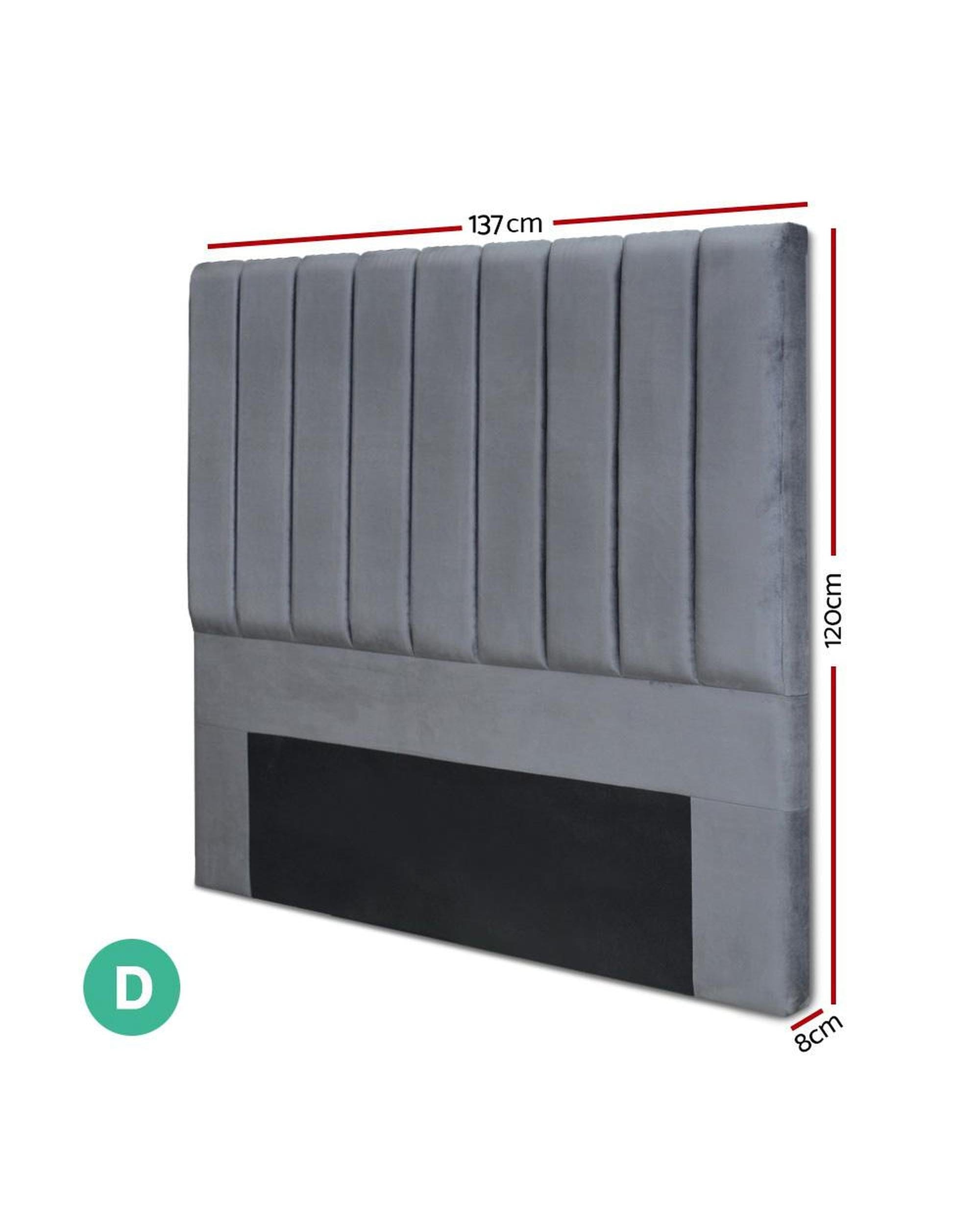 Artiss Bedhead Double Size Bed Head Headboard Bedhead Bed Frame Base VELA Grey Fabric