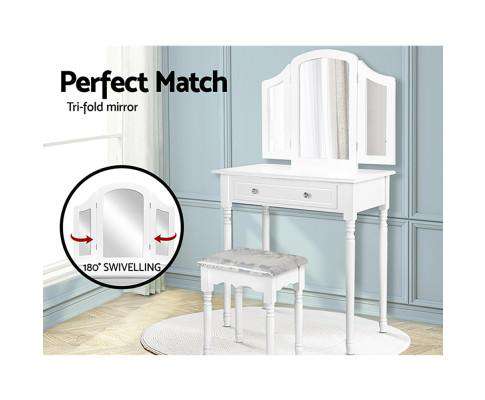 Artiss Dressing Table Dressing Table Stool Mirror Drawer Makeup Jewellery Cabinet Organizer