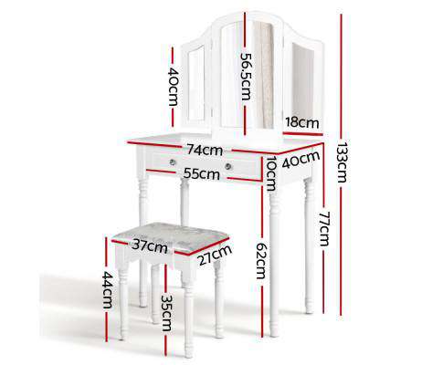 Artiss Dressing Table Dressing Table Stool Mirror Drawer Makeup Jewellery Cabinet Organizer