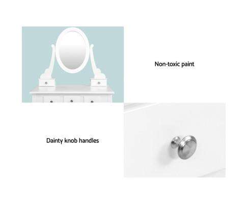 Artiss Dressing Table Dressing Table Stool Set Mirror Drawers Makeup Cabinet Storage Desk White