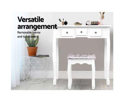 Artiss Dressing Table Dressing Table Stool Set Mirror Drawers Makeup Cabinet Storage Desk White