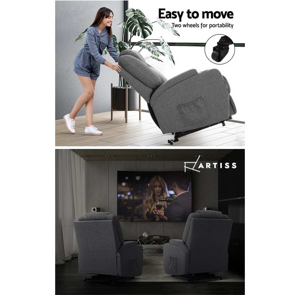Artiss Massage Chair Electric Massage Chair Recliner Sofa Lift Motor Armchair Heating Fabric