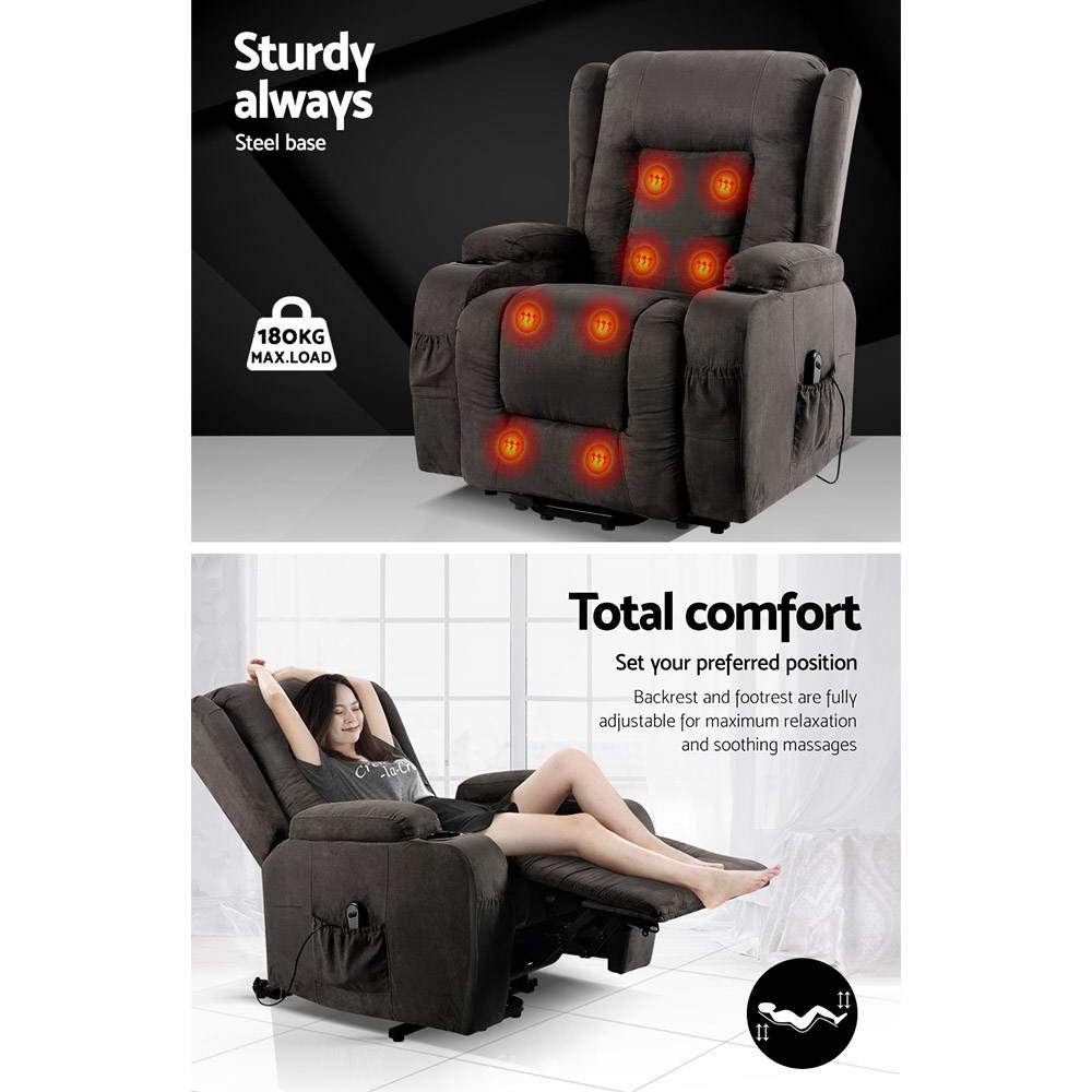 Artiss Massage Chair Electric Recliner Chair Lift Heated Massage Chairs Fabric Lounge Sofa