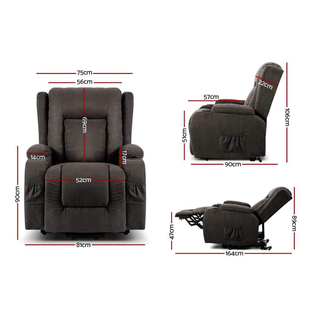 Artiss Massage Chair Electric Recliner Chair Lift Heated Massage Chairs Fabric Lounge Sofa