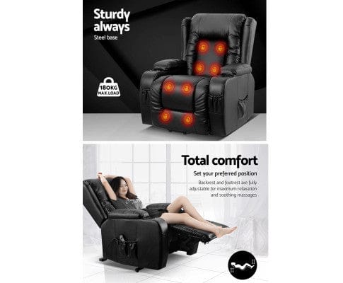 Artiss Massage Chair Electric Recliner Chair Lift Heated Massage Chairs Lounge Sofa Leather
