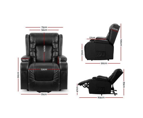 Artiss Massage Chair Electric Recliner Chair Lift Heated Massage Chairs Lounge Sofa Leather