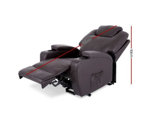 Artiss Massage Chair Electric Recliner Lift Chair Massage Armchair Heating PU Leather Brown