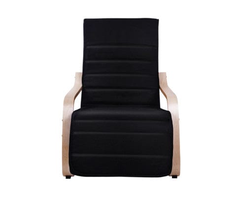 Artiss Accent Chair Fabric Armchair with Adjustable Footrest - Black
