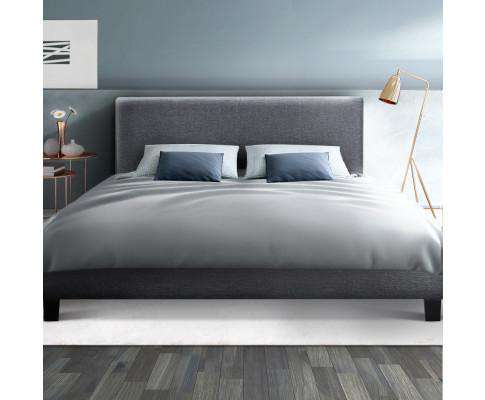Artiss Bedframe Fabric Bed Frame Headboard - Grey
