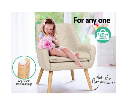 Artiss Accent Chair Fabric Dining Armchair - Beige