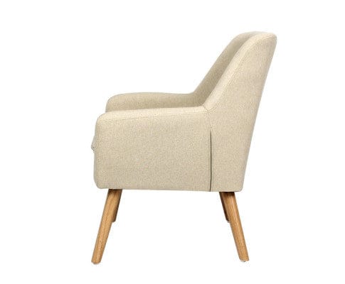 Artiss Accent Chair Fabric Dining Armchair - Beige