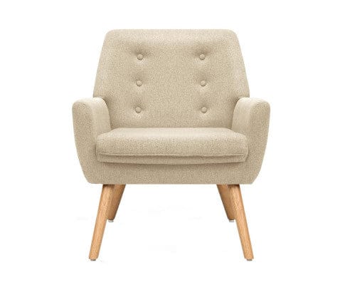 Artiss Accent Chair Fabric Dining Armchair - Beige