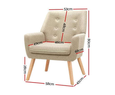Artiss Accent Chair Fabric Dining Armchair - Beige