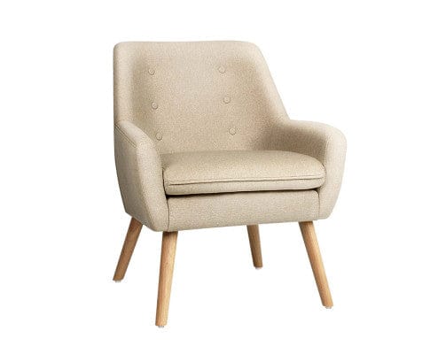 Artiss Accent Chair Fabric Dining Armchair - Beige