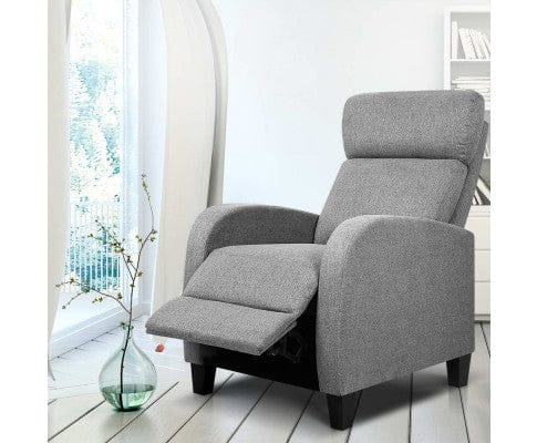 Artiss Accent Chair Fabric Reclining Armchair - Grey