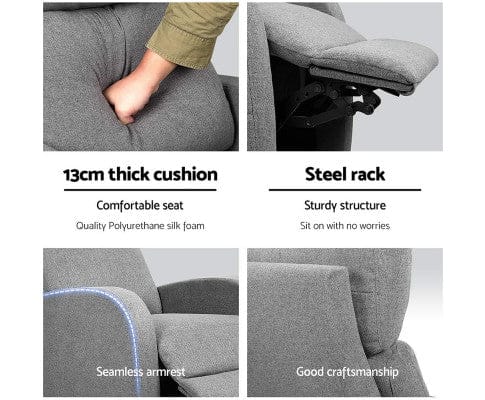 Artiss Accent Chair Fabric Reclining Armchair - Grey