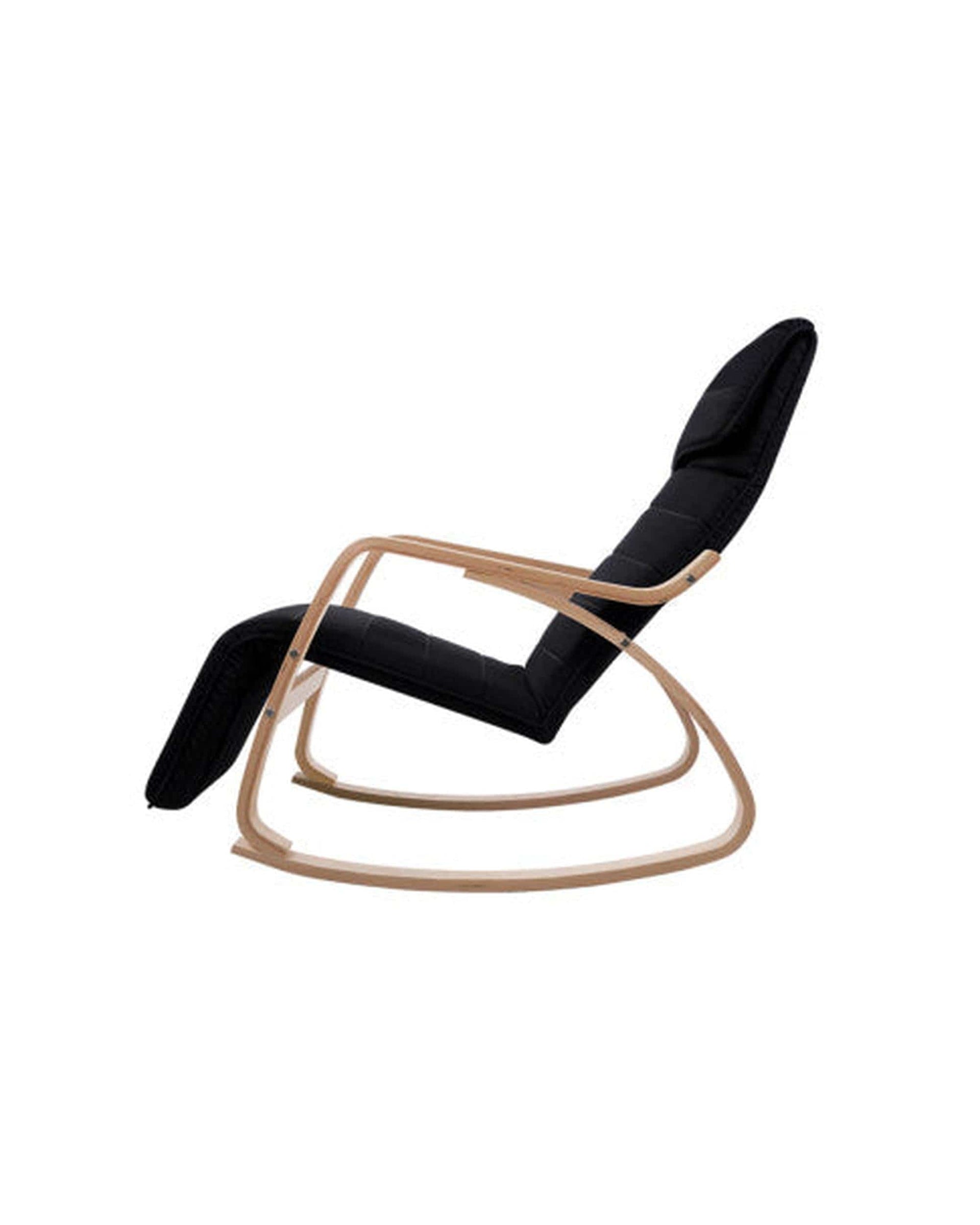 Artiss Accent Chair Fabric Rocking Armchair with Adjustable Footrest - Black