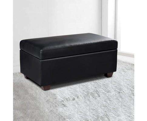 Artiss Ottoman Faux PU Leather Storage Ottoman - Black