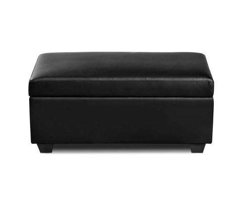Artiss Ottoman Faux PU Leather Storage Ottoman - Black