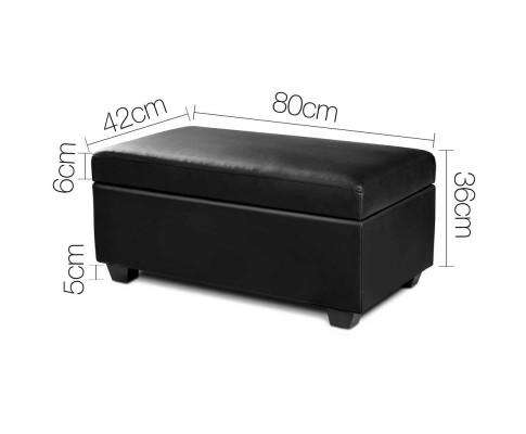 Artiss Ottoman Faux PU Leather Storage Ottoman - Black