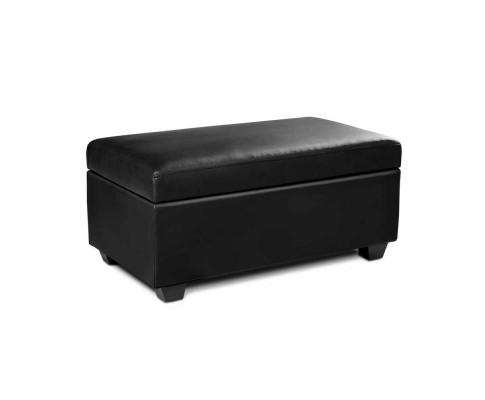 Artiss Ottoman Faux PU Leather Storage Ottoman - Black