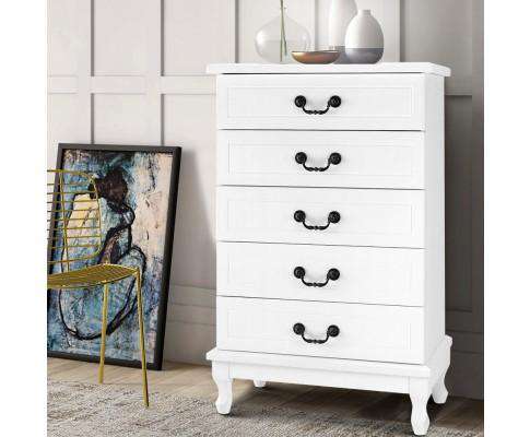Artiss Chest of Drawers Five Chest of Drawers Organiser -White