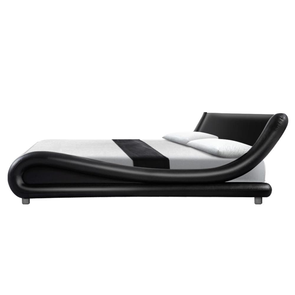 Artiss Bedframe Flio Bed Frame PU Leather - Black Queen