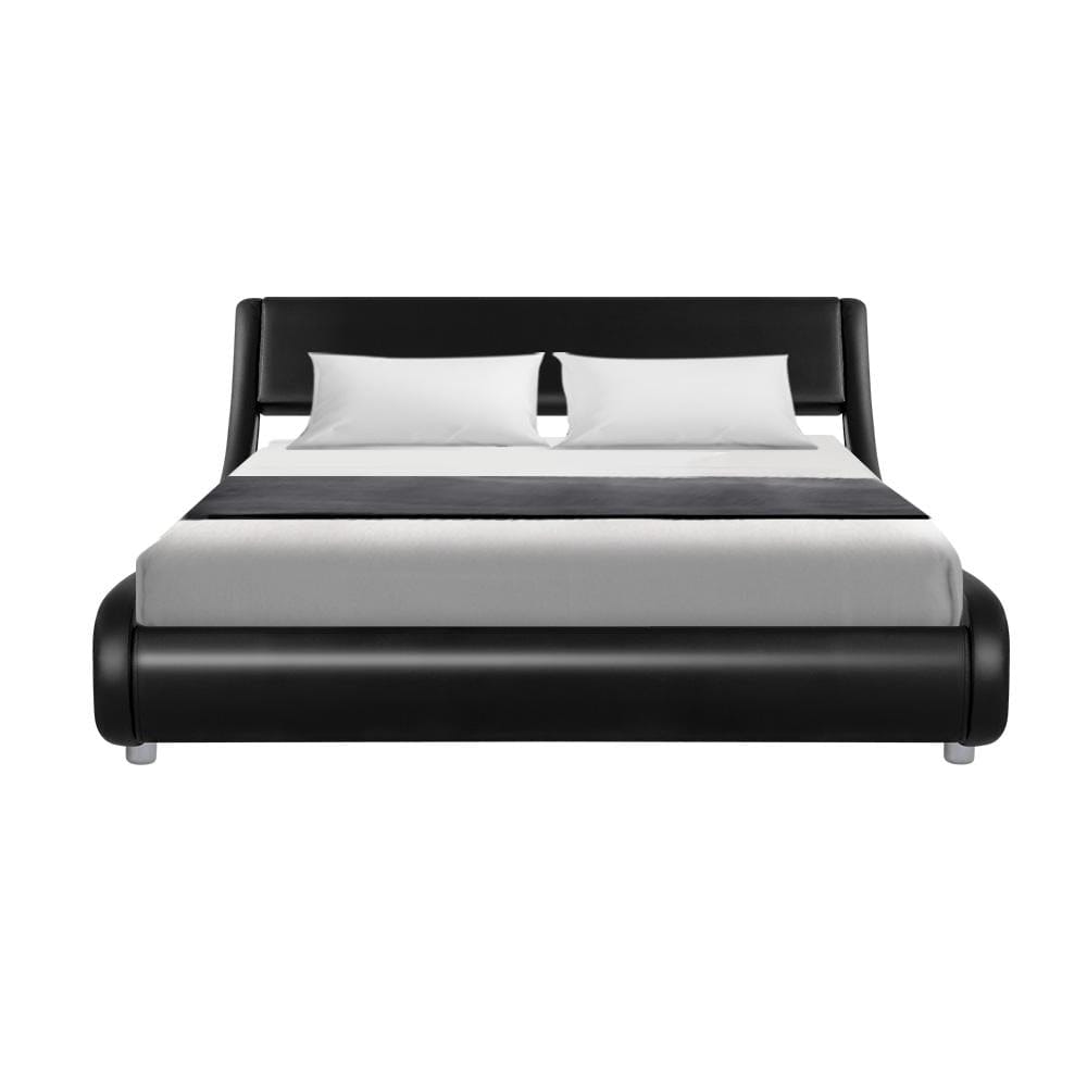 Artiss Bedframe Flio Bed Frame PU Leather - Black Queen